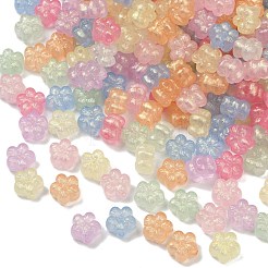 明るい透明なアクリルビーズ  スモモの花  グリッターパウダー付き  ミックスカラー  12.5x13x8mm  穴：2mm  590個/ 500g&nbsp;OACR-B031-14