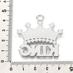 合金ラインストーンペンダント  王冠と言葉の王  カドミウムフリー＆鉛フリー  プラチナ  41x39.5x3.5mm  穴：3.5mm&nbsp;PALLOY-N182-13P