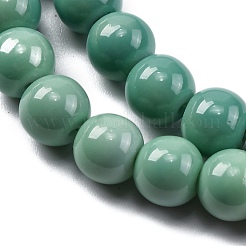 ベーキングペイントガラスビーズ連売り  ラウンド  シーグリーン  8x6.5mm  穴：1.2mm  約109個/連  31.26インチ（79.4cm）&nbsp;DGLA-XCP0001-21