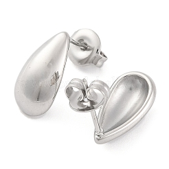 変色しない304ステンレススチール製スタッドピアス（女性用）  ティアドロップ  ステンレス鋼色  14x7mm&nbsp;EJEW-N054-11P