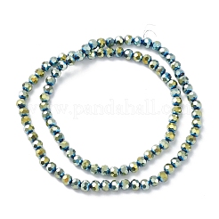電気メッキガラスビーズセット  多面カット  ロンデル  グリーン  5x6mm  穴：1.2mm  約95個/連  20.87''（53センチメートル）&nbsp;EGLA-K015-09B