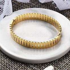 イオンプレーティング（IP）304ステンレススチール製ヒンジ付き女性用バングル  18KGP本金メッキ  内径：2x2-3/8インチ（5x6cm）&nbsp;BJEW-A011-18G