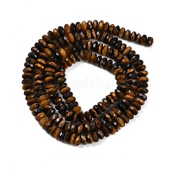 天然石タイガーアイビーズ連売り  多面カット  ロンデル  4x2mm  穴：0.6mm  約80個/連  15.55''（39.5センチメートル）&nbsp;G-P553-F03-01