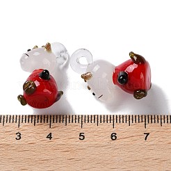 手作りランプワークペンダント  金の砂  馬  レッド  24x16x16mm  穴：2.5mm&nbsp;LAMP-L078-006