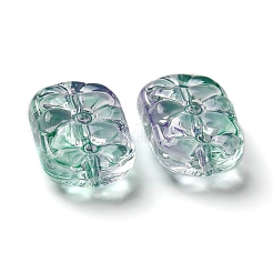 透明ガラスビーズ  花  ダークシアン  18x13x7.5mm  穴：1.2mm  約10個/袋&nbsp;GLAA-D007-01B