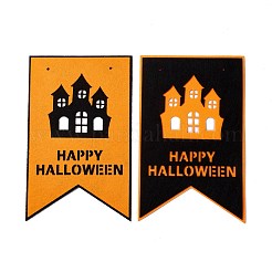 16色旗フェルトオーナメント2個。  ナイロンロープとプラスチックピンで  ハロウィン吊り飾り  パーティーギフトの家の装飾  タワー模様  239x150x1mm  穴：3.5mm&nbsp;DIY-B054-02D