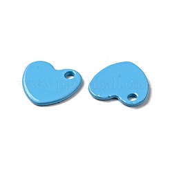 スプレー塗装された201ステンレススチールチャーム  ハートチャーム  ディープスカイブルー  10x9x1mm  穴：1.4mm&nbsp;STAS-G304-25E