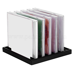 12グリッドプラスチックCD収納ラック  長方形  ブラック  15.3x15.8x1.45cm  内径：10x13.5のCM&nbsp;AJEW-WH0643-111B