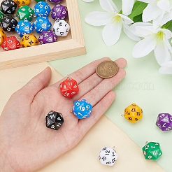 28個7色の不透明アクリルパーツ  プラチナメッキ鉄パーツ  多面カット  多面体サイコロ  D20  ミックスカラー  27.5x20x20mm  穴：2mm  4個/カラー&nbsp;MACR-SC0002-17