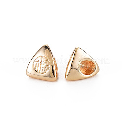 真鍮ビーズ  ニッケルフリー  漢字の三角形fu  18KGP本金メッキ  7.5x7.5x8mm  穴：3mm&nbsp;KK-S356-494-NF