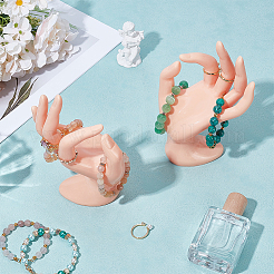 プラスチック製マネキンハンドジュエリーディスプレイホルダースタンド2個  ok 形の手の指輪ジュエリー オーガナイザー ラック リング用  ブレスレット  見る  ダークオレンジ  11.5x7.1x18cm&nbsp;RDIS-UN0001-02A