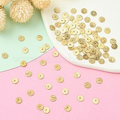 真鍮製スペーサービーズ  長持ちメッキ  ヒシビーズ  フラットラウンド/ディスク  ゴールドカラー  6x0.5mm  穴：1.2mm&nbsp;KK-YW0001-46