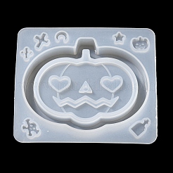 ハロウィンテーマのカボチャ/コウモリ/ゴースト DIY シリコーン流砂型  シェーカーモールド  レジン型  UVレジン用  エポキシ樹脂工芸品作り  ホワイト  6.1~7x7~8.1x1.1cm  内径：3~56x6~70mm  4個/セット&nbsp;LS-DIY-Q030-04B