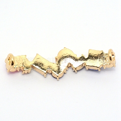 亜鉛合金カラフルなラインストーンの靴のバックルクリップ  靴の装飾のための  ライトゴールド  15x50.5x13mm  穴：3mm&nbsp;PALLOY-SZC0001-02A