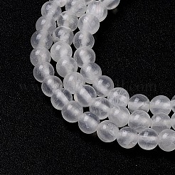 天然石グリーンジェイドビーズ連売り  染め  ラウンド  ホワイトスモーク  4mm  穴：0.7mm  約92個/連  15.75''（40センチメートル）&nbsp;G-Q162-A01-D01-05
