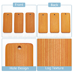 竹ペンダント120個  長方形チャーム  ダークサーモン  44.5x19.5x3.5mm  穴：2.5mm&nbsp;WOOD-PH0002-71
