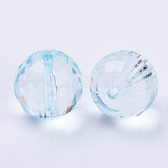 透明なアクリルビーズ  多面カット  ラウンド  ライトシアン  8x8mm  穴：1.5mm  約1770個/500g&nbsp;TACR-Q254-8mm-V38