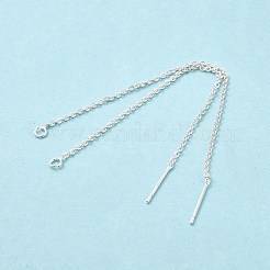 ラックメッキ真鍮スタッドピアスパーツ  穴付き  アメリカンピアス  長持ちメッキ  カドミウムフリー＆鉛フリー  銀  101x1x1mm  穴：1.6mm  ピン：0.7mm&nbsp;KK-E081-01S