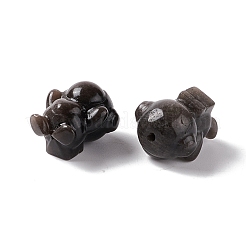 天然銀黒曜石ビーズ  宇宙人  18~18.5x15x13mm  穴：1.6mm&nbsp;G-G859-10