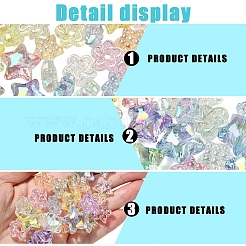 60 個 3 スタイル UV メッキ透明アクリルビーズ  虹色の  スター  ミックスカラー  14.5~18x16~19.5x8~12mm  穴：2mm  20個/スタイル&nbsp;MACR-YW0004-71