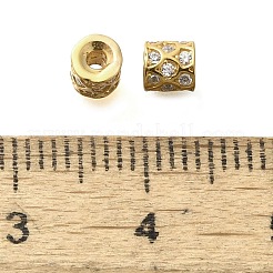 スターリングシルバーマイクロパヴェクリアキュービックジルコニアビーズ925個  コラム  18KGP本金メッキ  4x4mm  穴：1.2mm&nbsp;STER-U006-13G