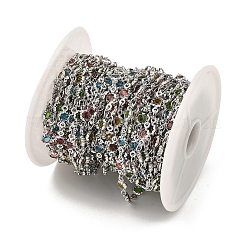 ラックメッキ真鍮フラワーリンクチェーン  ガラスと  長持ちメッキ  ハンダ付け  スプールで  プラチナ  10x5x2mm  約32.81フィート（10m）/ロール&nbsp;CHC-A007-18P