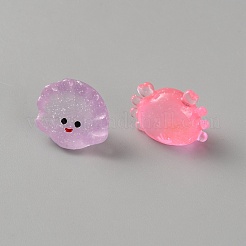 透明樹脂製海洋生物装飾品  ホームオフィスのデスク装飾用  グリッターパウダー付き  ミックスカラー  15~20.5x15~20.5x11~14mm&nbsp;DJEW-TAC0816-002