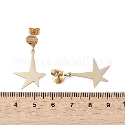 304ステンレススチールダングルスタッドピアス  スター  イオンプレーティング（ip）  ゴールドカラー  32.5x18mm&nbsp;EJEW-Z089-13G