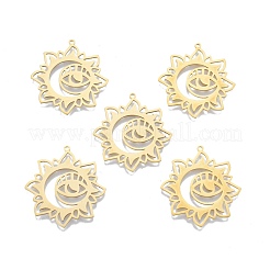 ステンレスペンダント201個  目で花  18KGP本金メッキ  33.5x32x1mm  穴：1.4mm&nbsp;STAS-N090-LA899-2