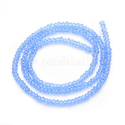 透明ガラスビーズ連売り  多面カット  ロンデル  コーンフラワーブルー  2.3~2.7x1.5~2.2mm  穴：0.5mm  約135~140個/連  26~27cm&nbsp;GLAA-R200-C06