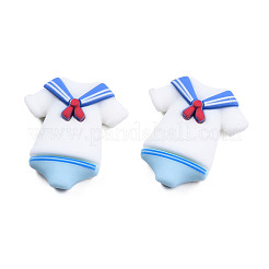 オペーク樹脂カボション  航海テーマ  セーラー服  ライトスカイブルー  30x26x8mm&nbsp;CRES-N021-148