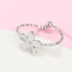 304ステンレススチールカフリング  花  ステンレス鋼色  11x11mm  内径：18mm&nbsp;RJEW-D306-01P