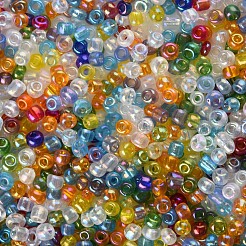 ラウンドガラスシードビーズ  透明色の虹  ラウンド  ミックスカラー  8/0  3mm  穴：1mm  約10000個/ポンド&nbsp;SEED-A007-3mm