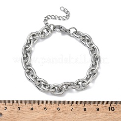 女性用304ステンレススチールアズキチェーンブレスレット  ステンレス鋼色  7.48インチ（19cm）&nbsp;BJEW-A160-07P