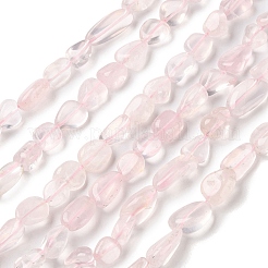 天然石ローズクォーツビーズ連売り  ナゲット  タンブルストーン  8~16.5x8~9x5~7mm  穴：0.9~1mm  約36~37個/連  14.69~15.12インチ（37.3~38.4cm）&nbsp;G-L638-A01-02
