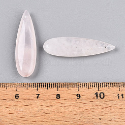 天然石ローズクォーツペンダント  ティアドロップチャーム  34~36x10~10.5x4.5~5.5mm  穴：0.8~1.2mm&nbsp;G-N348-02C