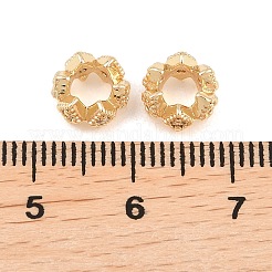 真鍮マイクロペーブクリアキュービックジルコニアヨーロッパビーズ  大穴ビーズ  波エッジ  18KGP本金メッキ  8x4mm  穴：4mm&nbsp;KK-L261-05G