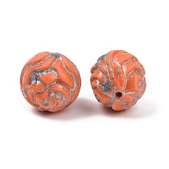 チェコ産プレスガラスビーズ  ローズ  オレンジ  13x12.5mm  穴：1mm  約60個/袋&nbsp;GLAA-I061-13