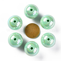 不透明なアクリルビーズ  ABカラーメッキ  ラウンド  アクアマリン  20x19mm  穴：2~3mm&nbsp;X-MACR-S370-D20mm-A05