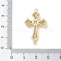 イースター宗教真鍮マイクロパヴェキュービックジルコニアコネクターチャーム  クロス  18KGP本金メッキ  31x19x4mm  穴：1.5mm&nbsp;KK-T085-18G-G