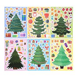 クリスマスツリー紙粘着式絵ステッカー6枚  水筒用  ラップトップ  荷物  カップ  コンピューター  携帯電話  スケートボード  ギターのステッカーの装飾  グリーン  210x150x0.1mm  6個/セット&nbsp;STIC-C010-31