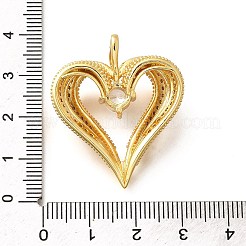 真鍮製マイクロパヴェキュービックジルコニアペンダント  ハート  18KGP本金メッキ  33.5x29x10mm  穴：4.5x5mm&nbsp;X-KK-B128-07G