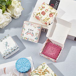 花柄紙ギフトボックス  折りたたみボックス  ジュエリースクエア用  ミックスカラー  7.5x7.5x3cm  5色  6個/カラー  30個/セット&nbsp;CON-PH0002-11