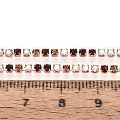 鉄ラインストーンカップチェーン  スプールで  ライトピーチ  2x2x2mm  約30.00フィート（9.14m）/ロール&nbsp;CH-T007-02A-08