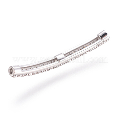 真鍮製マイクロパヴェキュービックジルコニアビーズ  チューブ  透明  プラチナ  38x4x3mm  穴：1.5mm&nbsp;ZIRC-F105-02P