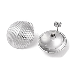 変色しない304ステンレススチール製スタッドピアス（女性用）  半円  ステンレス鋼色  24.2mm&nbsp;EJEW-S227-29P