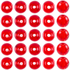 250個ガラス丸ビーズ  レッド  6mm  穴：1mm&nbsp;GLAA-SP0001-49A