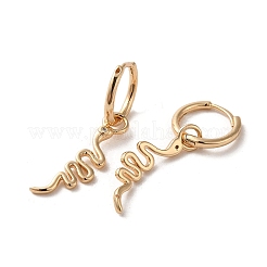 真鍮マイクロパヴェキュービックジルコニアダングルフープピアス  ヘビ  ライトゴールド  23.5x12mm&nbsp;EJEW-C073-39KCG