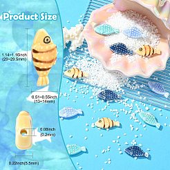 12 個 4 色の手作り磁器ビーズ  魚  ファミーユは磁器バラ  ミックスカラー  29~29.5x13~14x5.5mm  穴：2mm  3個/カラー&nbsp;PORC-CJ0001-54