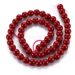 ガラスビーズ連売り  イミテーション翡翠  ラウンド  レッド  8mm  穴：1.2mm  約50~51個/連  15.35インチ（39cm）&nbsp;X-GLAA-S192-E-008B